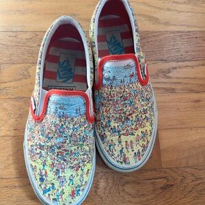 Where’s Waldo vans slip ons